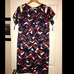 NWT! Nine West multi color cold shoulder dress